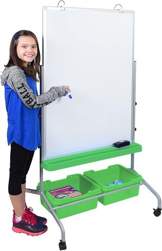 Stand Up Desk Store Mobile Whiteboard and Flipchart Easel with Storage Bins and Chart Hooks in Kuwait