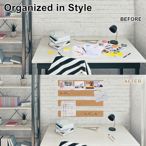 شرائط لوحة الفلين ذاتية اللصق - 12 × 2 بوصة، وسمك 0.4 بوصة، 4 عبوات مع 50 دبوس دفع متعدد الألوان للجدار والملاحظات والصور والجداول الزمنية والمكتب المنزلي in Kuwait