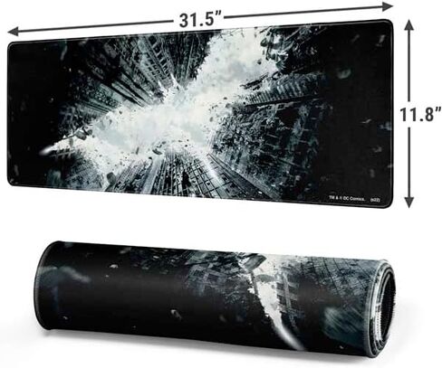 Skinit Large Gaming Mouse Pad - Officially Licensed Batman Dark Knight Rises Design with Stitched Edges, Waterproof, Non-Slip Rubber Base, Desk Mat for Keyboard & Mouse, 31.5" x 11.8" inches in Saudi Arabia
