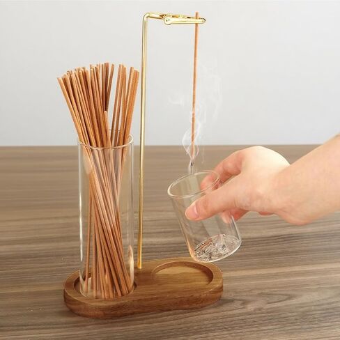 Incense Holder for Sticks with Ash Catcher-2 in 1 Glass Incense Stick & Candle Holder with Storage, Anti-Ash Flying insence-Sticks Burner for Meditation Yoga Spa Home Decor sage (Dark Base) in Saudi Arabia