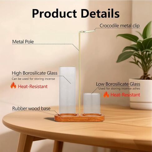 Incense Holder for Sticks with Ash Catcher-2 in 1 Glass Incense Stick & Candle Holder with Storage, Anti-Ash Flying insence-Sticks Burner for Meditation Yoga Spa Home Decor sage (Dark Base) in Saudi Arabia