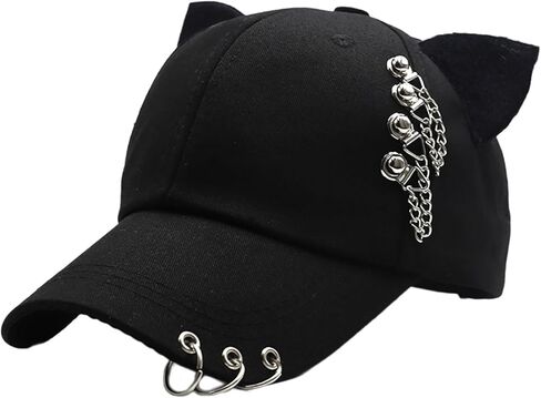 Women Kitten Ears Baseball Cap Metal Charm Cat Ear Versatile Hat Breathable Hat for Adults Casual Sport Accessories in Kuwait