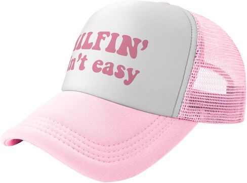Milfin Aint Easy Funny Gag Trucker Hat for Adult Humor Adjustable Mesh Sport Baseball Caps for Women Men Black in Kuwait