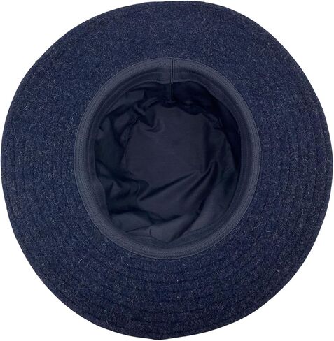 Hugh Brimmed Winter Hat - Wool Blend with Faux Leather Band, Moisture Wicking Sweatband, Unisex (Dark Navy) in Kuwait