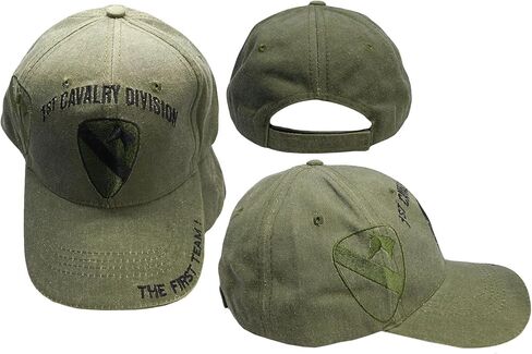 قبعة الفرسان التجارية الأولى من فرقة الفرسان الأولى للفريق الأول باللون الزيتوني الباهت باللون الأخضر المطرز القابل للتعديل CAP628G - مرخصة in Kuwait