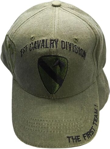 قبعة الفرسان التجارية الأولى من فرقة الفرسان الأولى للفريق الأول باللون الزيتوني الباهت باللون الأخضر المطرز القابل للتعديل CAP628G - مرخصة in Kuwait