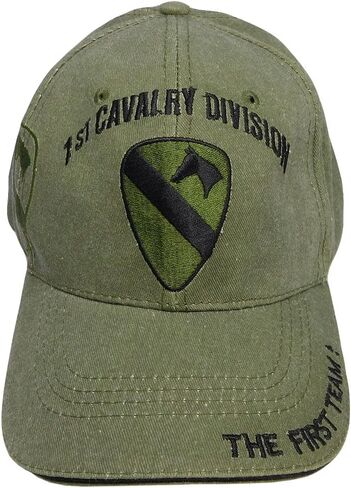 قبعة الفرسان التجارية الأولى من فرقة الفرسان الأولى للفريق الأول باللون الزيتوني الباهت باللون الأخضر المطرز القابل للتعديل CAP628G - مرخصة in Kuwait