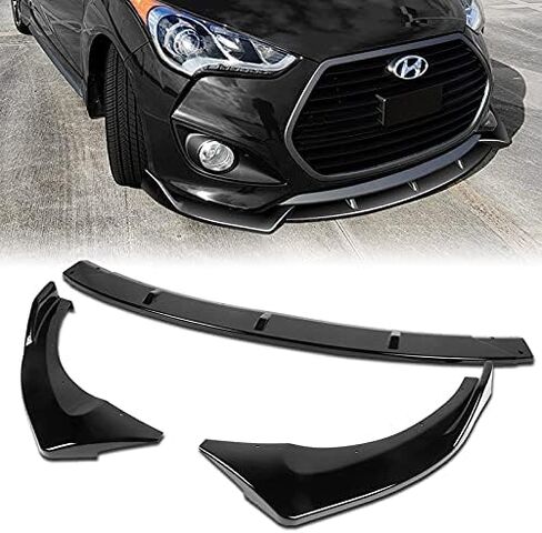 3PCS Front Bumper Lip Kit fit for Compatible with 2013-2017 Hyundai Veloster Turbo, STP-Style Splitter Trim Protection Spoiler, Air-Dam-Chin-Diffuser (Painted Black) in Saudi Arabia