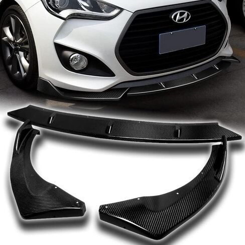 3PCS Front Bumper Lip Kit fit for Compatible with 2013-2017 Hyundai Veloster Turbo, STP-Style Splitter Trim Protection Spoiler, Air-Dam-Chin-Diffuser (Painted Black) in Saudi Arabia
