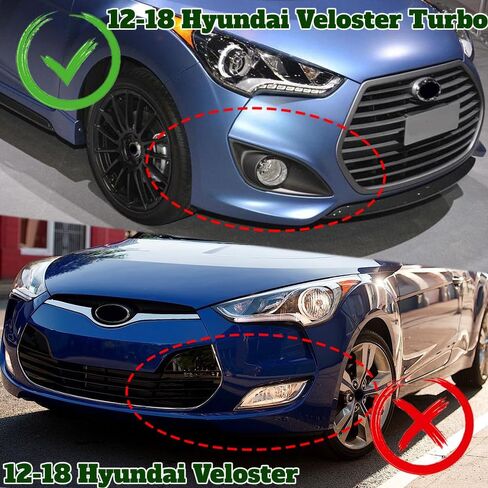 3PCS Front Bumper Lip Kit fit for Compatible with 2013-2017 Hyundai Veloster Turbo, STP-Style Splitter Trim Protection Spoiler, Air-Dam-Chin-Diffuser (Painted Black) in Saudi Arabia