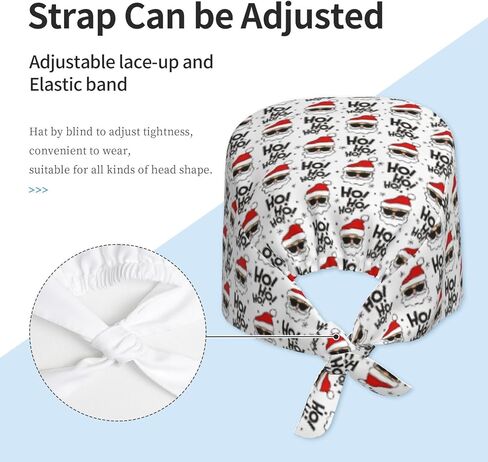 Christmas Scrub Caps for Women Men, New Year Working Cap with Sweatband Adjustable Scrub Hats Nurse Surgical Cap in Saudi Arabia