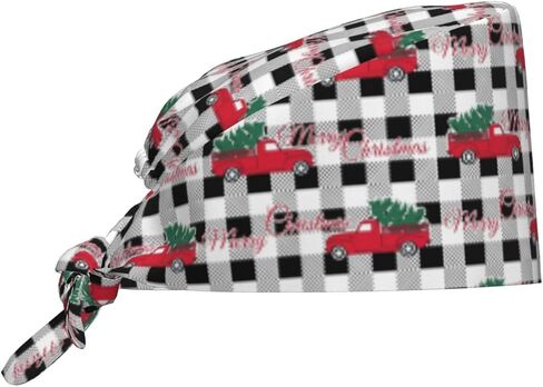 Christmas Scrub Caps for Women Men, New Year Working Cap with Sweatband Adjustable Scrub Hats Nurse Surgical Cap in Saudi Arabia