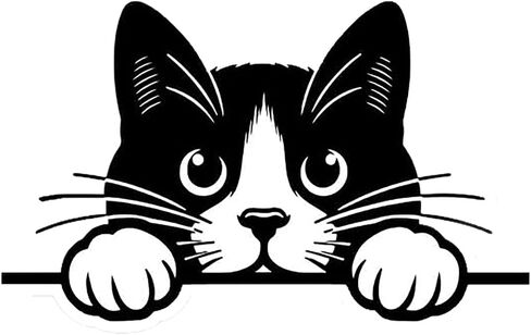 Peeking Cat Car Stickers Car Window Decals, Waterproof Removable Vinyl Black White Animal Decals for Cars Motorcycles Laptops, Funny Pet Design, 2-Pack B088 in Kuwait