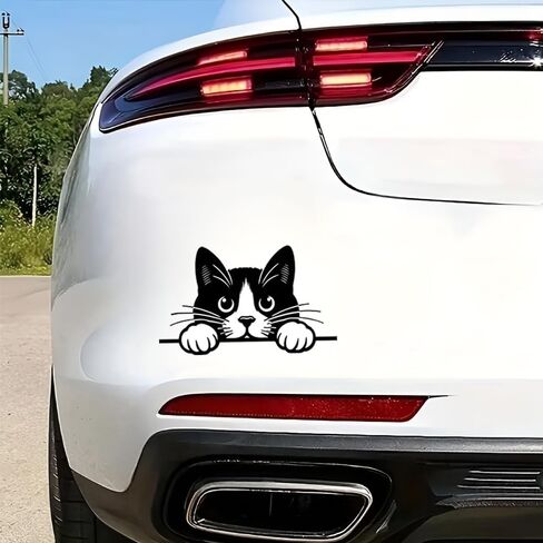 Peeking Cat Car Stickers Car Window Decals, Waterproof Removable Vinyl Black White Animal Decals for Cars Motorcycles Laptops, Funny Pet Design, 2-Pack B088 in Kuwait