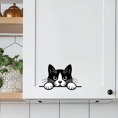 Peeking Cat Car Stickers Car Window Decals, Waterproof Removable Vinyl Black White Animal Decals for Cars Motorcycles Laptops, Funny Pet Design, 2-Pack B088 in Kuwait