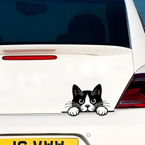 Peeking Cat Car Stickers Car Window Decals, Waterproof Removable Vinyl Black White Animal Decals for Cars Motorcycles Laptops, Funny Pet Design, 2-Pack B088 in Kuwait
