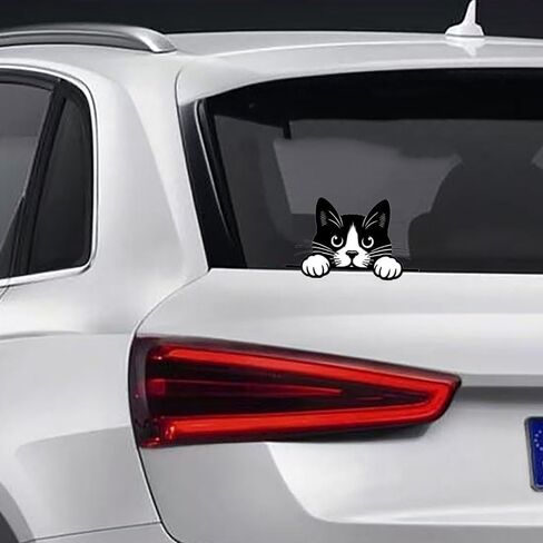 Peeking Cat Car Stickers Car Window Decals, Waterproof Removable Vinyl Black White Animal Decals for Cars Motorcycles Laptops, Funny Pet Design, 2-Pack B088 in Kuwait