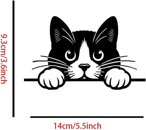Peeking Cat Car Stickers Car Window Decals, Waterproof Removable Vinyl Black White Animal Decals for Cars Motorcycles Laptops, Funny Pet Design, 2-Pack B088 in Kuwait