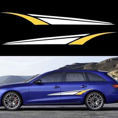 TOMALL 2Pcs 59'' Sports Racing Stripe Sticker for Car Body Door Side Skirt Bumper Stripe Graphic Vinyl Decal Decoration for All Cars SUV Truck Vehicles Universal Auto Stickers Accessories (Black+Red) in Saudi Arabia