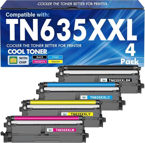 مجموعة خرطوشة الحبر TN635XXL TN-635XXL بديل متوافق لأخيه TN635XXL TN 635XXL TN635XXLBK لطابعة HL-L8430CDW HL-L8430CDWT HL-L8570CDW MFC-L8930CDW MFC-L8970CDW MFC-EX575 4 عبوات in Kuwait