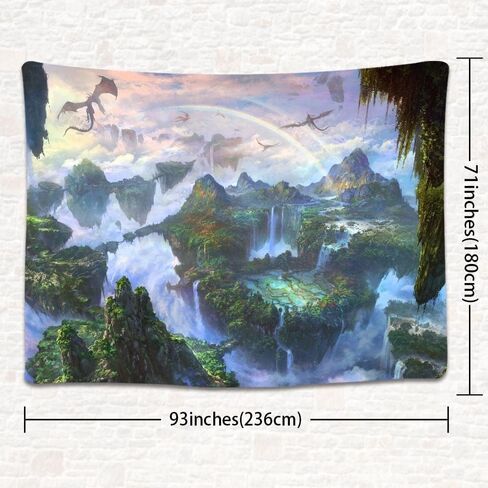 SHRAPHY Fantasy World Tapestry Magic Flying Dragon Tapestry Large 93x71 Inches Fairy Tale Fairyland Art Wall Hanging Tapestry for Living Room Bedroom GTXPUH556 in Kuwait
