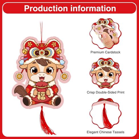 Chinese New Year Decorations 2026, Pre-Assembled Horse Lunar New Year Tree Hanging Ornaments with Chinese Knot Pendants, 30Pcs Spring Festival Good Luck Party Decor Supplies for Tree Car Wall in Kuwait