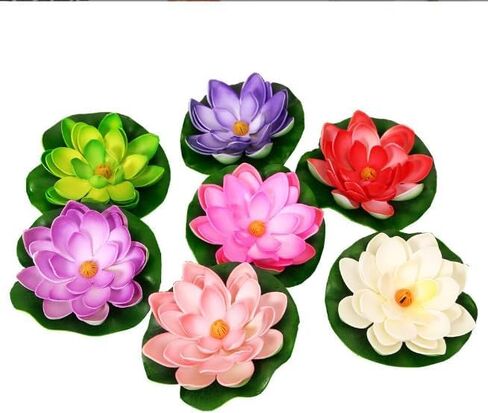 4Pcs Artificial Flowers Water Lily Foam Lotus Flower Pond Decor for Pond Patio Garden Pool Garden Accessories Creative Artificial Plants and Flowers in Kuwait