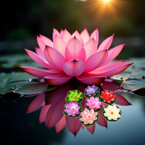 4Pcs Artificial Flowers Water Lily Foam Lotus Flower Pond Decor for Pond Patio Garden Pool Garden Accessories Creative Artificial Plants and Flowers in Kuwait