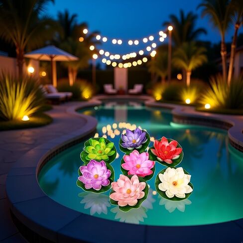 4Pcs Artificial Flowers Water Lily Foam Lotus Flower Pond Decor for Pond Patio Garden Pool Garden Accessories Creative Artificial Plants and Flowers in Kuwait
