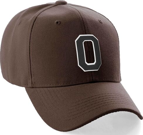 Classic Baseball Hat Custom A to Z Initial Team Letter, Brown Cap White Black in Kuwait