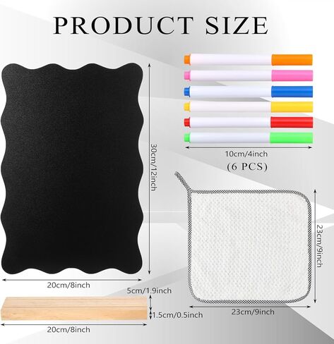 8 x 12 Inch Scalloped mini Chalkboard Signs with Wooden Stand 6 Chalk Markers Blackboard Labels for Wedding Celebration Party Food Signs for Buffet, Reusable Message Boards Name Place Cards in Kuwait