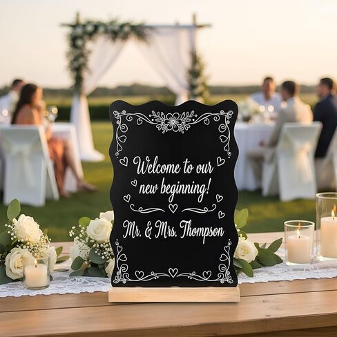 8 x 12 Inch Scalloped mini Chalkboard Signs with Wooden Stand 6 Chalk Markers Blackboard Labels for Wedding Celebration Party Food Signs for Buffet, Reusable Message Boards Name Place Cards in Kuwait