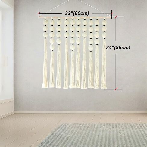 FZHLR Macrame Wall Hanging Large Boho Sphericity Cotton Textile Wall Decor Art Fiber Yarn Headboard Bedroom Living Room Apartment Birthday Gift Xmas (Beige) in Saudi Arabia