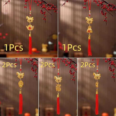 2026 Year of The Horse Chinese New Year Decorations - 8Pcs Lucky Charm Tassel Hanging Pendants, Good Fortune & Wealth Success Ornaments for Home Decor & Festive Celebrations in Saudi Arabia