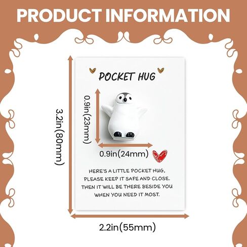 4PCS Pocket Hug Cards (2 Penguins & 2 Seals) - Mini Animal-Themed Keepsakes with Message Cards, Encouragement Gifts for Friends/Lovers/Family, Birthday/Wedding/Comfort Gifts (3.2×2.2in) in Saudi Arabia