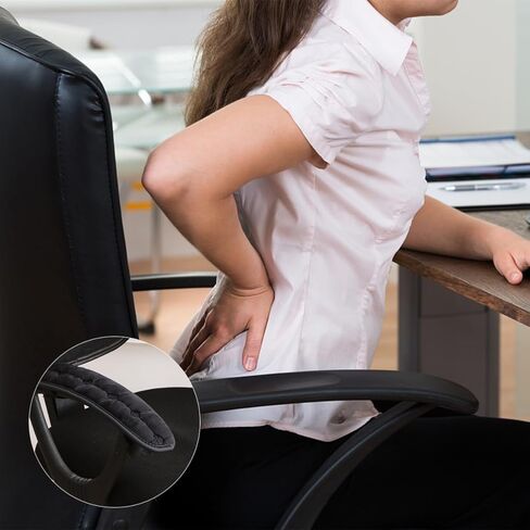 زوج واحد من وسادات مسند ذراع كرسي المكتب، أغطية مسند ذراع كرسي الألعاب المكتبية، لدعم ساعد الكوع، 17.71 × 3.93 بوصة، أسود in Kuwait