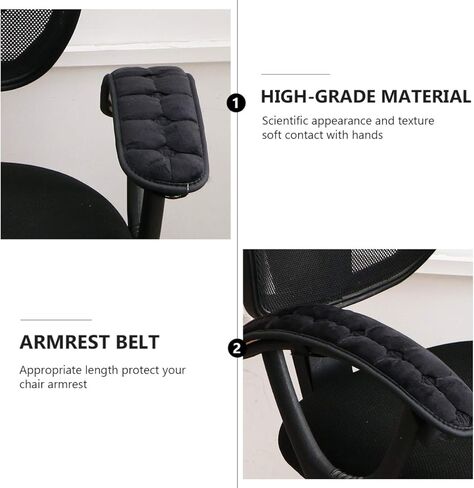 زوج واحد من وسادات مسند ذراع كرسي المكتب، أغطية مسند ذراع كرسي الألعاب المكتبية، لدعم ساعد الكوع، 17.71 × 3.93 بوصة، أسود in Kuwait