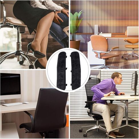 زوج واحد من وسادات مسند ذراع كرسي المكتب، أغطية مسند ذراع كرسي الألعاب المكتبية، لدعم ساعد الكوع، 17.71 × 3.93 بوصة، أسود in Kuwait