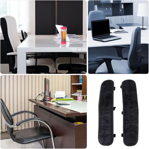 زوج واحد من وسادات مسند ذراع كرسي المكتب، أغطية مسند ذراع كرسي الألعاب المكتبية، لدعم ساعد الكوع، 17.71 × 3.93 بوصة، أسود in Kuwait