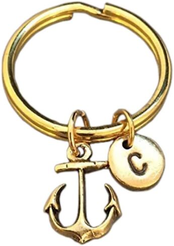 Anchor keychain, anchor charm, nautical, personalized, initial, customized, monogram in Kuwait