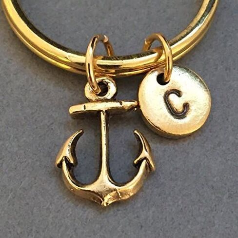 Anchor keychain, anchor charm, nautical, personalized, initial, customized, monogram in Kuwait