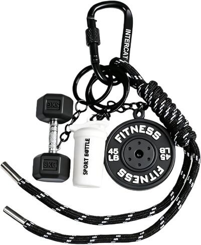 InterCat Cute Fitness Dumbbell Keychain for Women - Gym Bag Charm, Mini Barbell Key Ring, Motivational Workout Gift in Saudi Arabia
