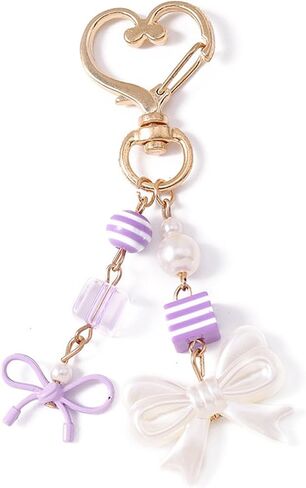 حقيبة على شكل فيونكة لؤلؤية للنساء، سلسلة مفاتيح على شكل فراشة بناتي لحقيبة الظهر، ملحق مفتاح سلسلة قلب صغير، تزيين محفظة لطيف in Kuwait