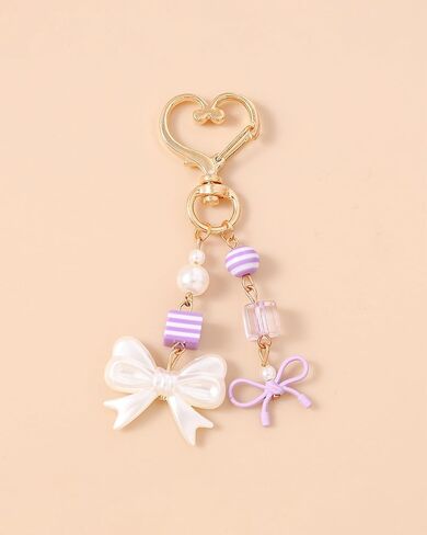 حقيبة على شكل فيونكة لؤلؤية للنساء، سلسلة مفاتيح على شكل فراشة بناتي لحقيبة الظهر، ملحق مفتاح سلسلة قلب صغير، تزيين محفظة لطيف in Kuwait