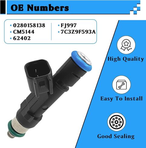حاقن الوقود متوافق مع Ford F150 2007-2008، F250 F350 Super Duty 2007-2010، لـ Lincoln Mark LT 2007-2008 مجموعة من 8 استبدال 0280158138، 62402، 7C3Z9F593A in Kuwait