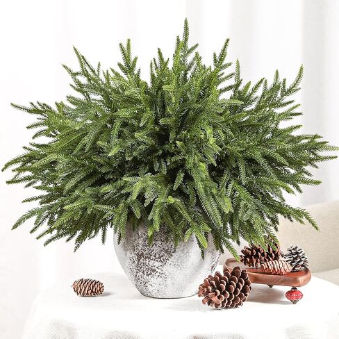 Alupssuc 18 Inch Norfolk Pine Stems, 12 Pcs Real Touch Norfolk Pine Branch, Christmas Greenery Stems for Vase DIY/Garland Making/Table Decoration, Christmas Decoration for Indoor, Outdoor & Home in Kuwait