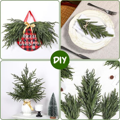 Alupssuc 18 Inch Norfolk Pine Stems, 12 Pcs Real Touch Norfolk Pine Branch, Christmas Greenery Stems for Vase DIY/Garland Making/Table Decoration, Christmas Decoration for Indoor, Outdoor & Home in Kuwait