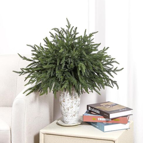 Alupssuc 18 Inch Norfolk Pine Stems, 12 Pcs Real Touch Norfolk Pine Branch, Christmas Greenery Stems for Vase DIY/Garland Making/Table Decoration, Christmas Decoration for Indoor, Outdoor & Home in Kuwait