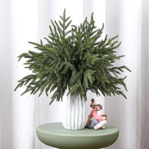 Alupssuc 18 Inch Norfolk Pine Stems, 12 Pcs Real Touch Norfolk Pine Branch, Christmas Greenery Stems for Vase DIY/Garland Making/Table Decoration, Christmas Decoration for Indoor, Outdoor & Home in Kuwait