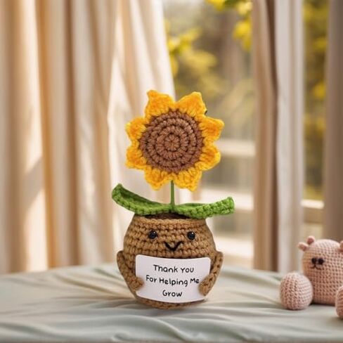 Soft Artificial Potted Decor for Home Office Desk, Cute Present for Friends, Faux Plant for Room Decoration, Sunflower - Rainbow Card in Saudi Arabia